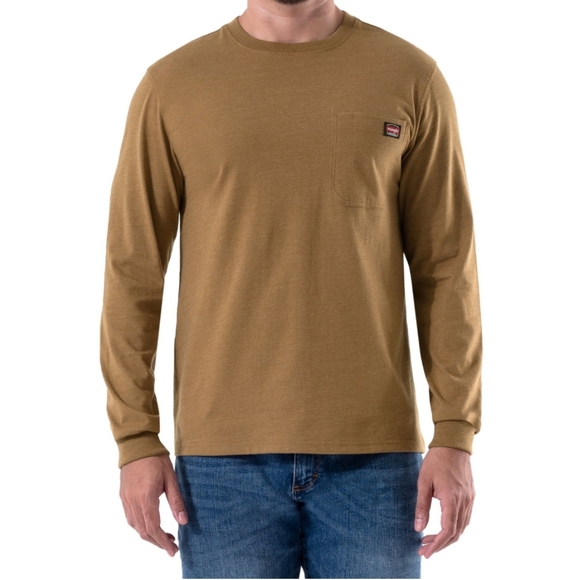 NWT Men's Wrangler Workwear Long Sleeve Pocket Henley Shirt - Picture 2 of 7